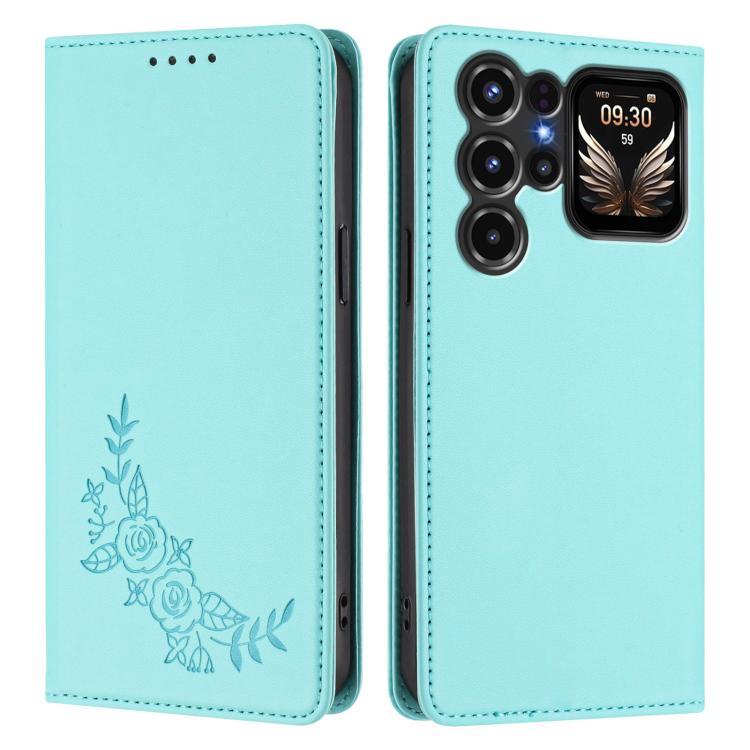 For Oukitel C68 Plus Peony Embossed Magnetic RFID Vegan Leather Phone Case