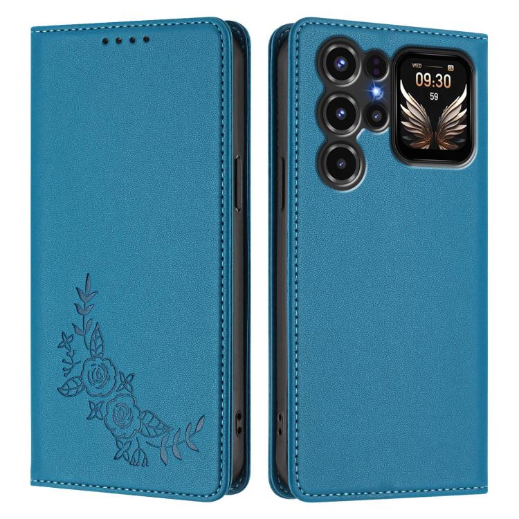 For Oukitel C68 Plus Peony Embossed Magnetic RFID Vegan Leather Phone Case