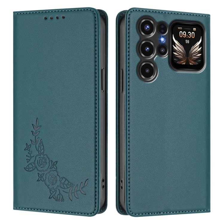 For Oukitel C68 Plus Peony Embossed Magnetic RFID Vegan Leather Phone Case