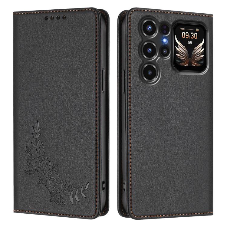 For Oukitel C68 Plus Peony Embossed Magnetic RFID Vegan Leather Phone Case