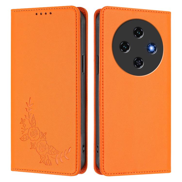 For Oukitel C5 4G  Peony Embossed Magnetic RFID Vegan Leather Phone Case