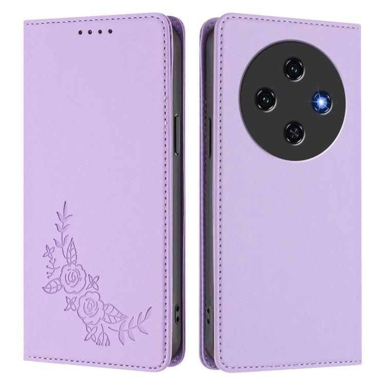 For Oukitel C5 4G  Peony Embossed Magnetic RFID Vegan Leather Phone Case