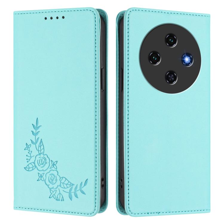 For Oukitel C5 4G  Peony Embossed Magnetic RFID Vegan Leather Phone Case