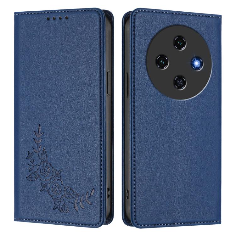 For Oukitel C5 4G  Peony Embossed Magnetic RFID Vegan Leather Phone Case