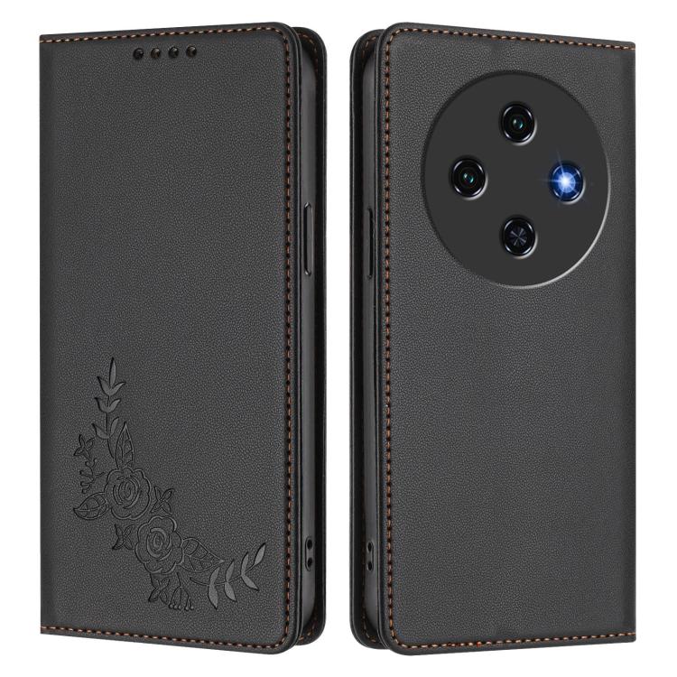 For Oukitel C5 4G  Peony Embossed Magnetic RFID Vegan Leather Phone Case
