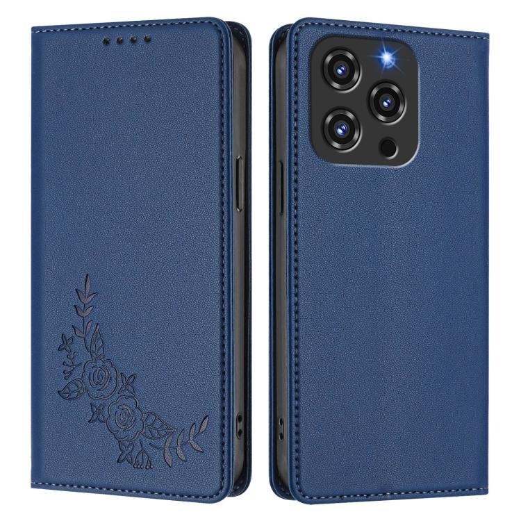 For Oukitel C3 4G 2025 Peony Embossed Magnetic RFID Vegan Leather Phone Case
