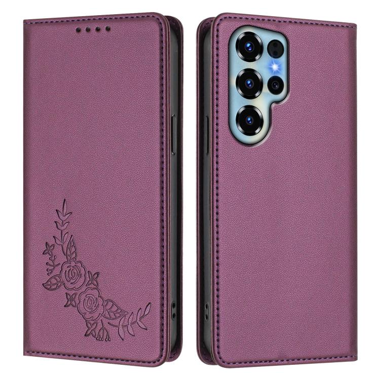 For Oukitel C68 Peony Embossed Magnetic RFID Vegan Leather Phone Case