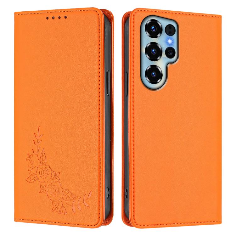 For Oukitel C68 Peony Embossed Magnetic RFID Vegan Leather Phone Case
