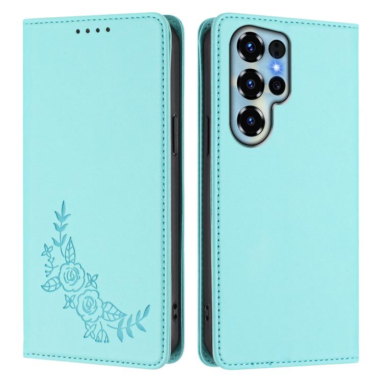For Oukitel C68 Peony Embossed Magnetic RFID Vegan Leather Phone Case