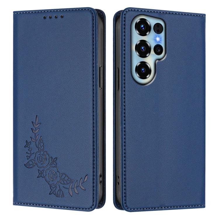 For Oukitel C68 Peony Embossed Magnetic RFID Vegan Leather Phone Case