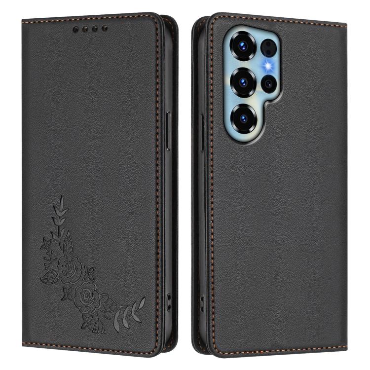 For Oukitel C68 Peony Embossed Magnetic RFID Vegan Leather Phone Case