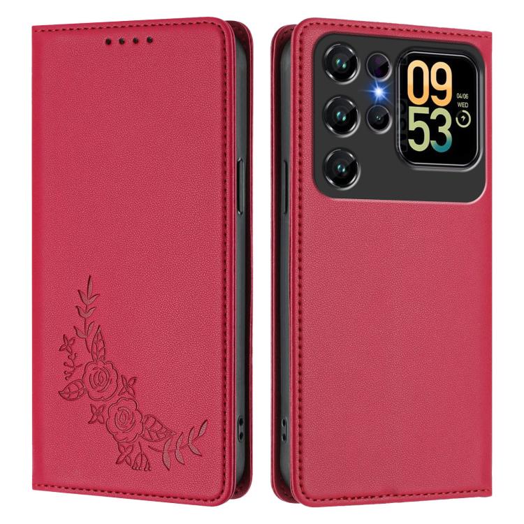 For Oukitel C62 / C62 Pro Peony Embossed Magnetic RFID Vegan Leather Phone Case