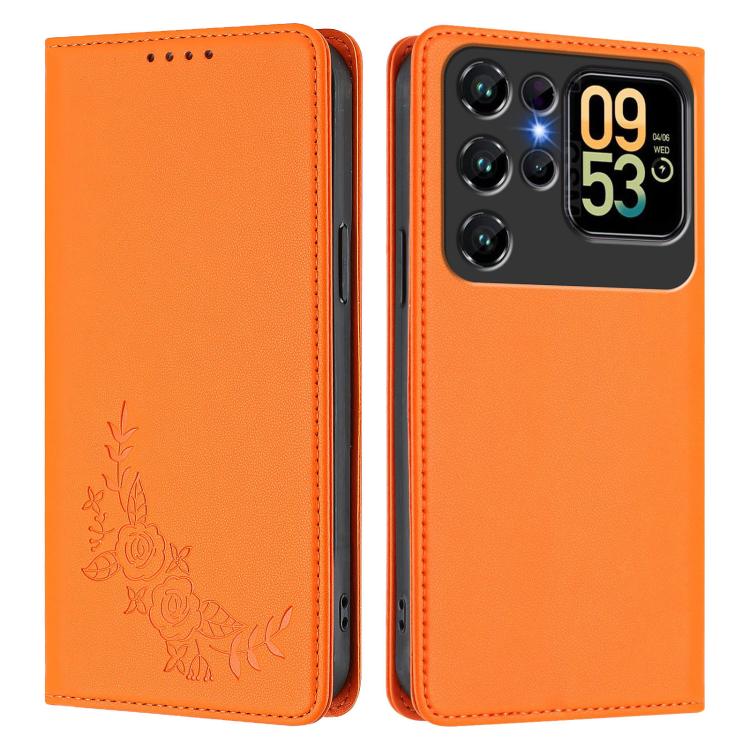 For Oukitel C62 / C62 Pro Peony Embossed Magnetic RFID Vegan Leather Phone Case