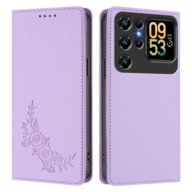 For Oukitel C62 / C62 Pro Peony Embossed Magnetic RFID Vegan Leather Phone Case