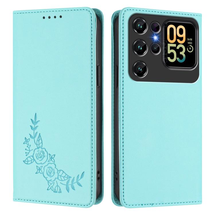 For Oukitel C62 / C62 Pro Peony Embossed Magnetic RFID Vegan Leather Phone Case