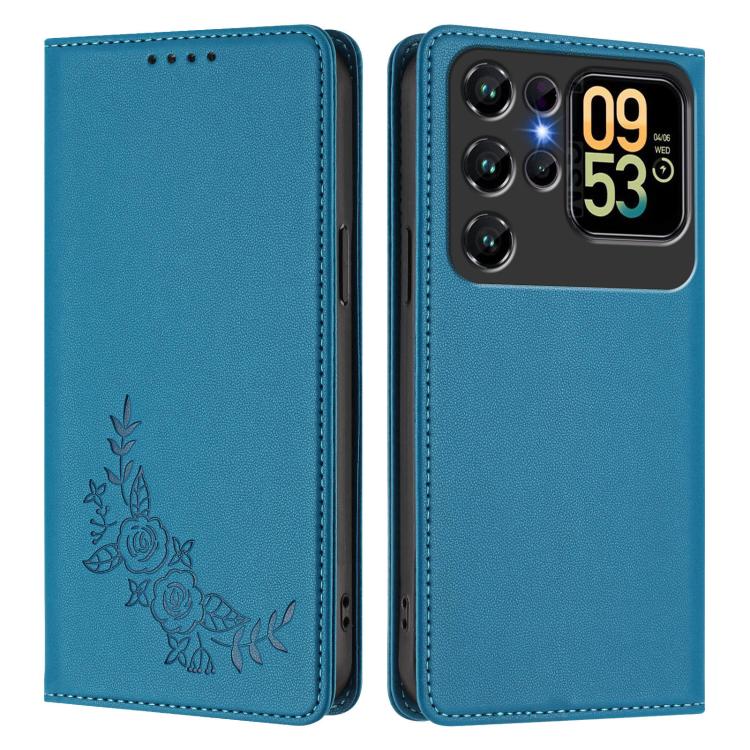 For Oukitel C62 / C62 Pro Peony Embossed Magnetic RFID Vegan Leather Phone Case