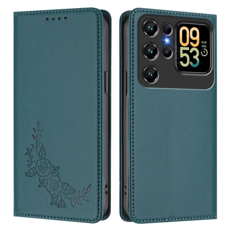 For Oukitel C62 / C62 Pro Peony Embossed Magnetic RFID Vegan Leather Phone Case