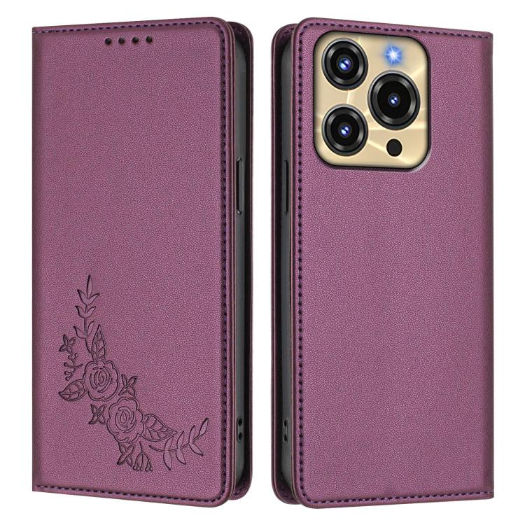 For Oukitel C69 Peony Embossed Magnetic RFID Vegan Leather Phone Case