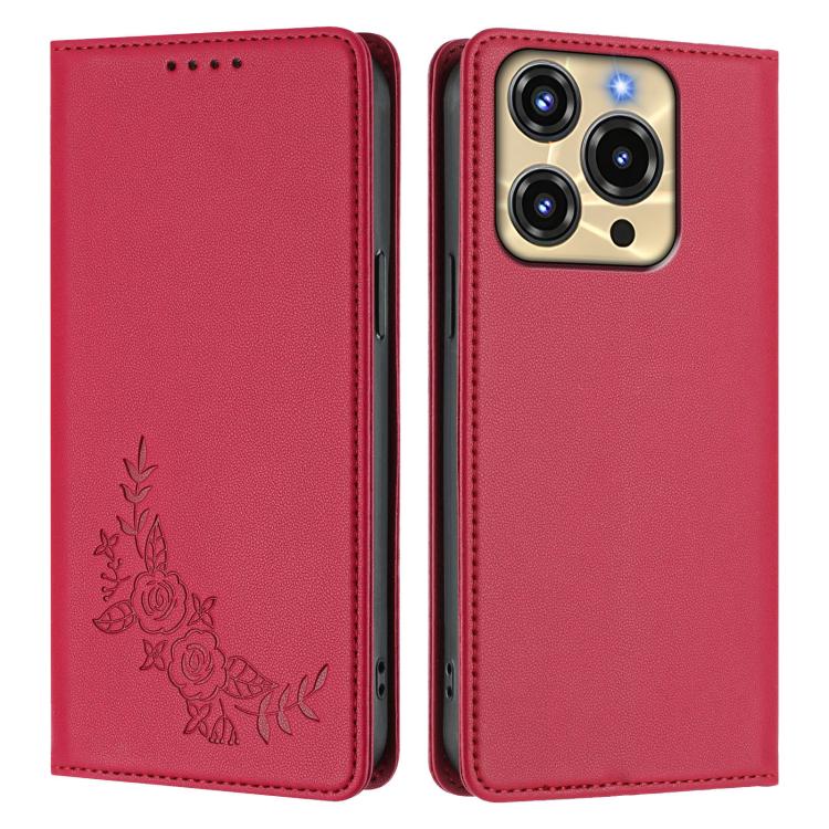 For Oukitel C69 Peony Embossed Magnetic RFID Vegan Leather Phone Case
