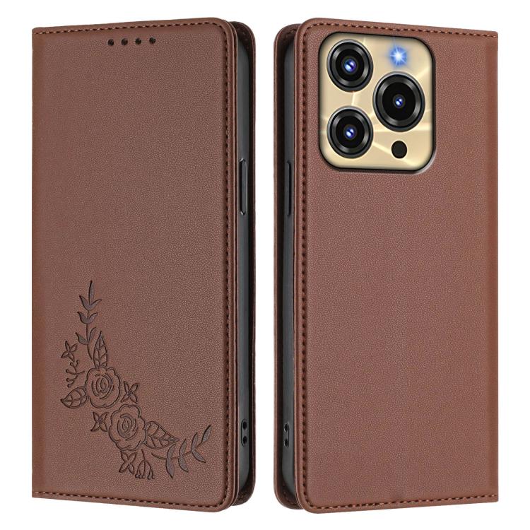 For Oukitel C69 Peony Embossed Magnetic RFID Vegan Leather Phone Case