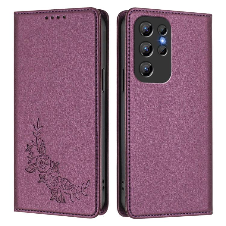 For Oukitel C1 / C1 Pro Peony Embossed Magnetic RFID Vegan Leather Phone Case