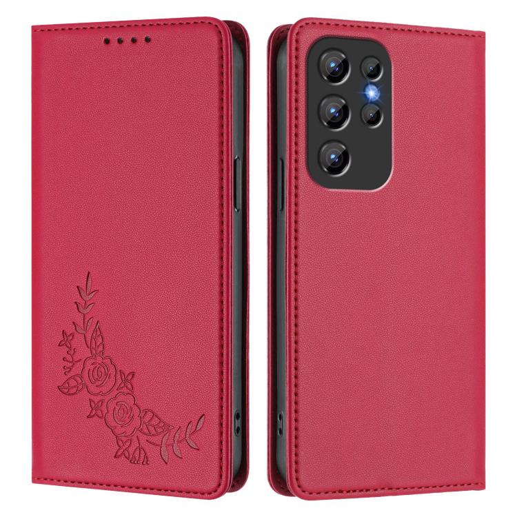 For Oukitel C1 / C1 Pro Peony Embossed Magnetic RFID Vegan Leather Phone Case