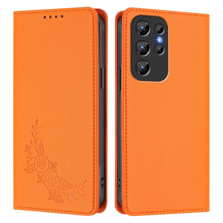 For Oukitel C1 / C1 Pro Peony Embossed Magnetic RFID Vegan Leather Phone Case