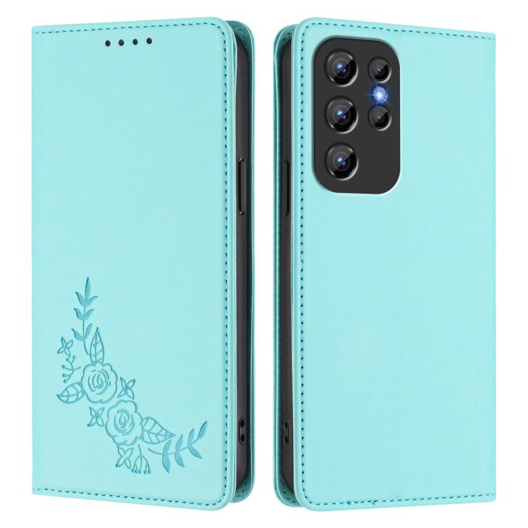 For Oukitel C1 / C1 Pro Peony Embossed Magnetic RFID Vegan Leather Phone Case