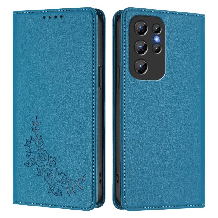 For Oukitel C1 / C1 Pro Peony Embossed Magnetic RFID Vegan Leather Phone Case