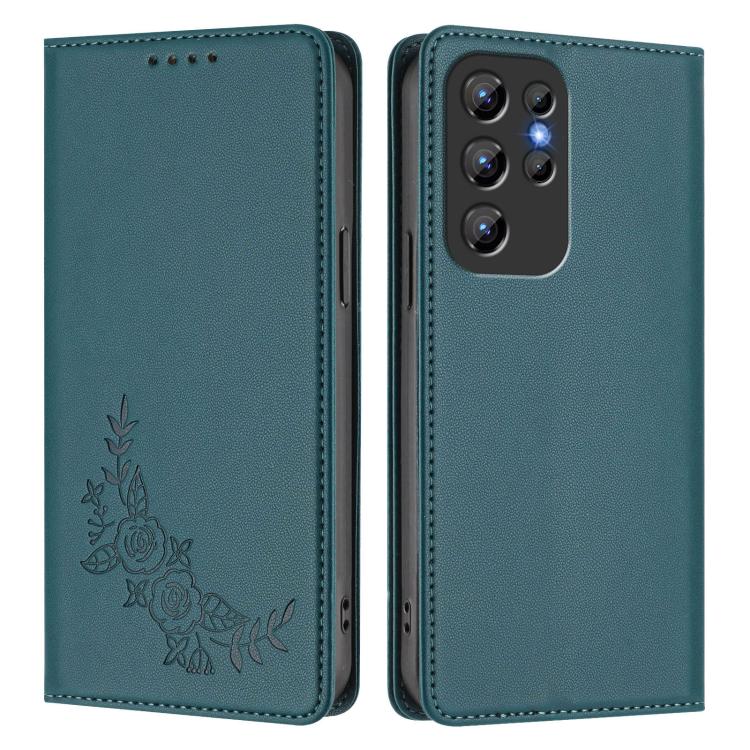 For Oukitel C1 / C1 Pro Peony Embossed Magnetic RFID Vegan Leather Phone Case