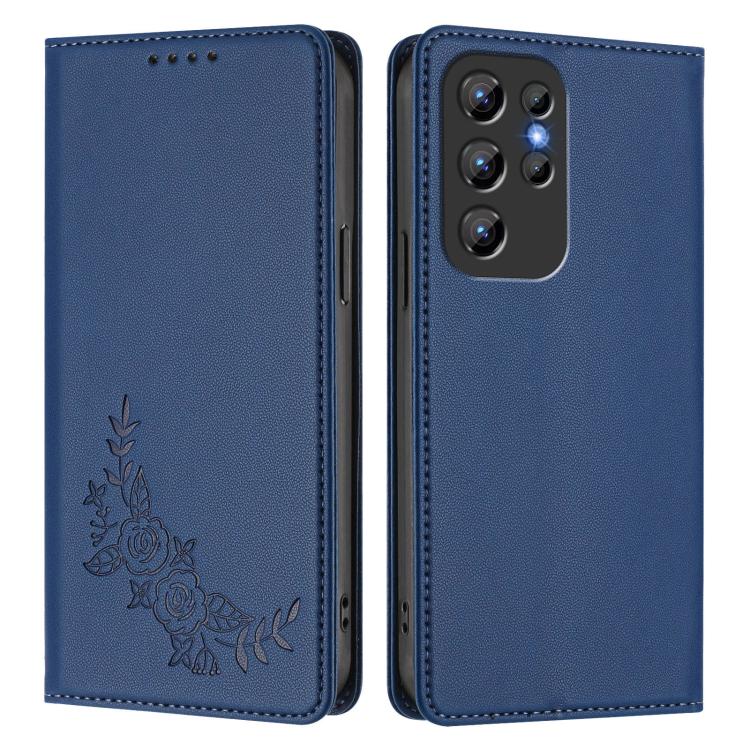 For Oukitel C1 / C1 Pro Peony Embossed Magnetic RFID Vegan Leather Phone Case