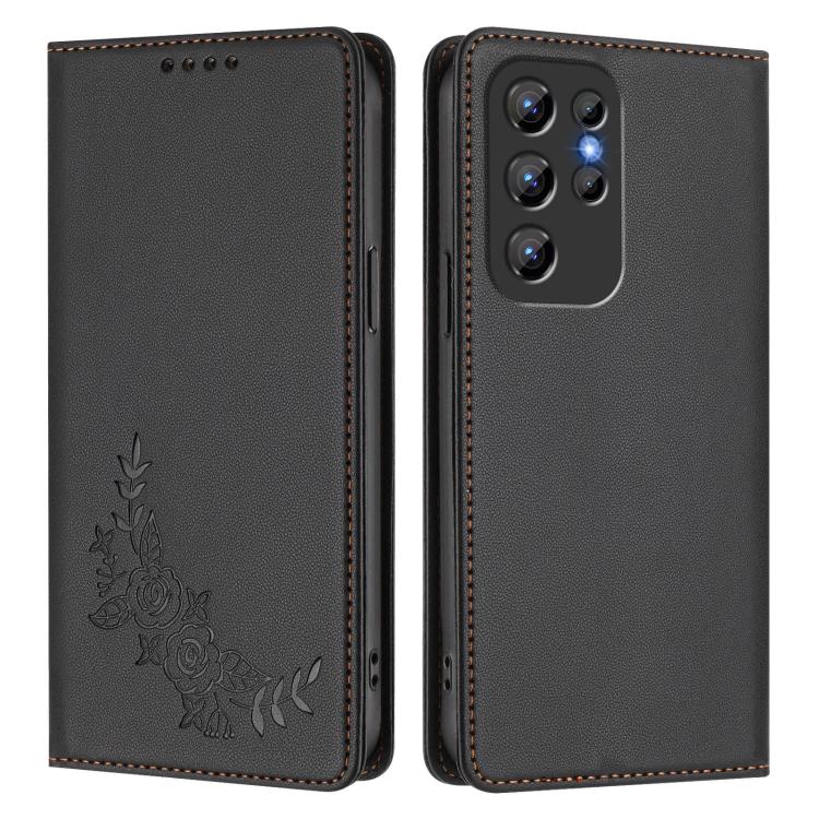 For Oukitel C1 / C1 Pro Peony Embossed Magnetic RFID Vegan Leather Phone Case
