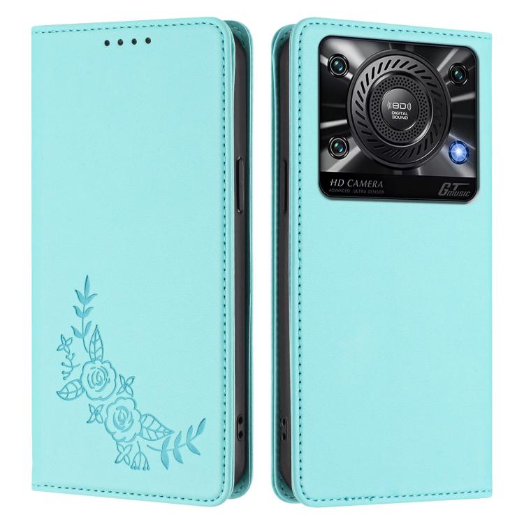 For Oukitel C60 Peony Embossed Magnetic RFID Vegan Leather Phone Case