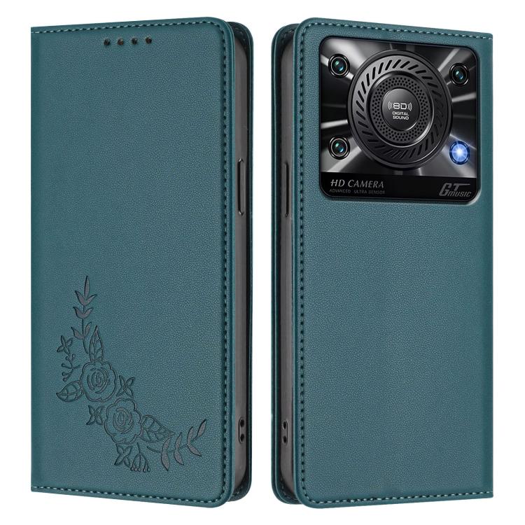 For Oukitel C60 Peony Embossed Magnetic RFID Vegan Leather Phone Case