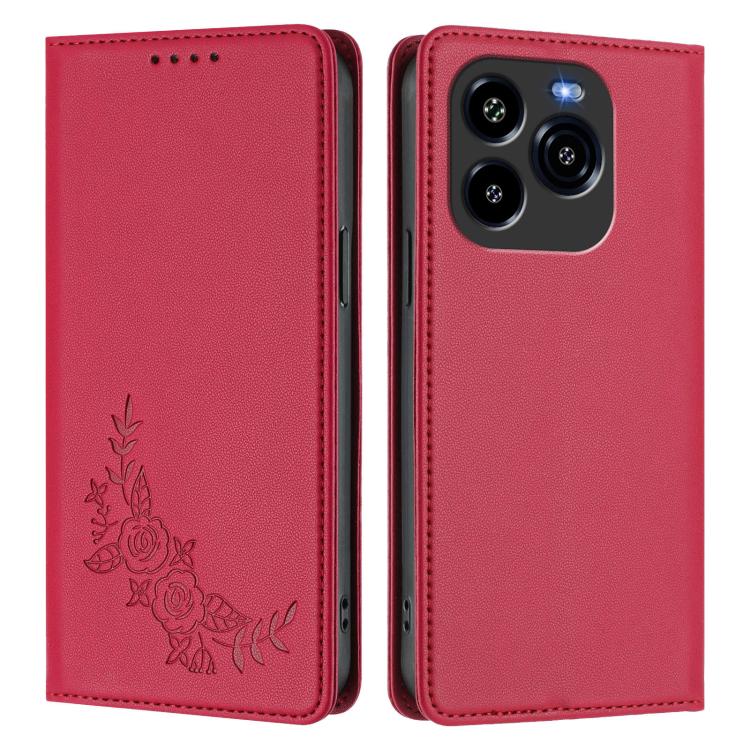For Oukitel C65 / C65 Pro Peony Embossed Magnetic RFID Vegan Leather Phone Case