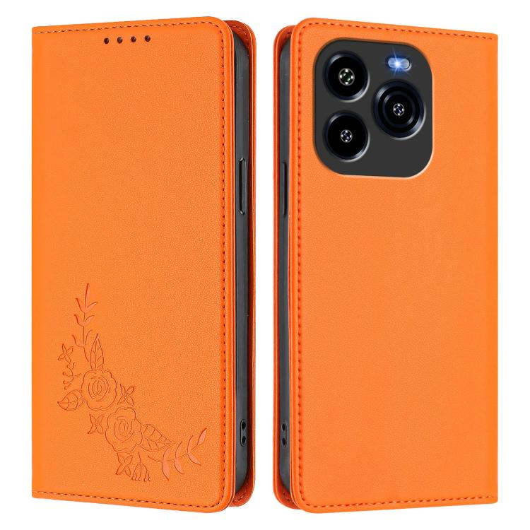 For Oukitel C65 / C65 Pro Peony Embossed Magnetic RFID Vegan Leather Phone Case