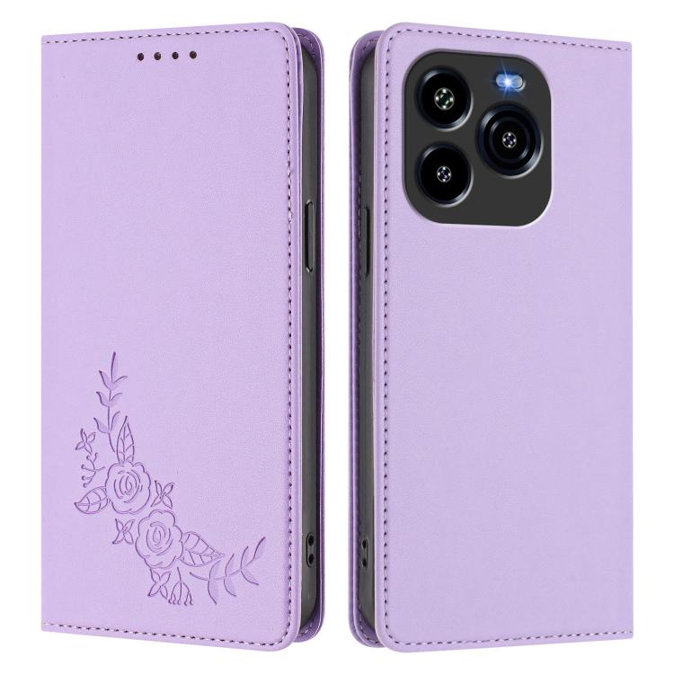 For Oukitel C65 / C65 Pro Peony Embossed Magnetic RFID Vegan Leather Phone Case