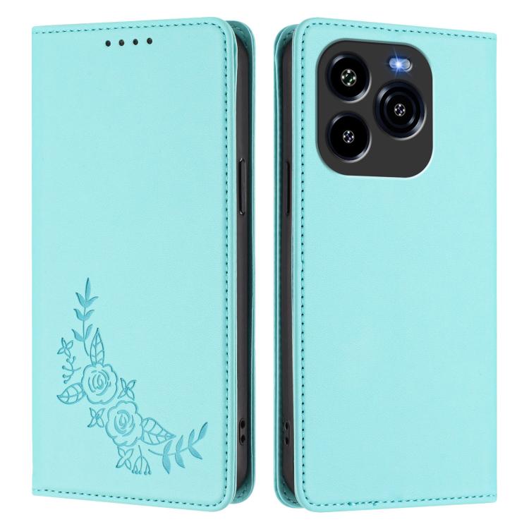 For Oukitel C65 / C65 Pro Peony Embossed Magnetic RFID Vegan Leather Phone Case