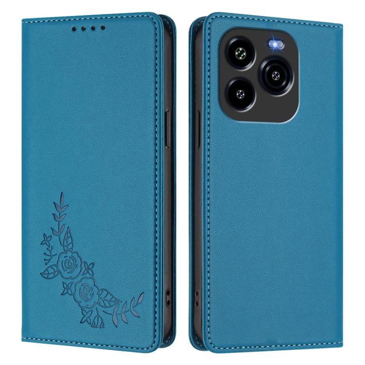 For Oukitel C65 / C65 Pro Peony Embossed Magnetic RFID Vegan Leather Phone Case