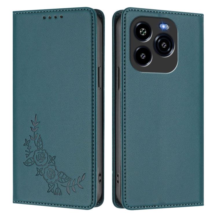 For Oukitel C65 / C65 Pro Peony Embossed Magnetic RFID Vegan Leather Phone Case