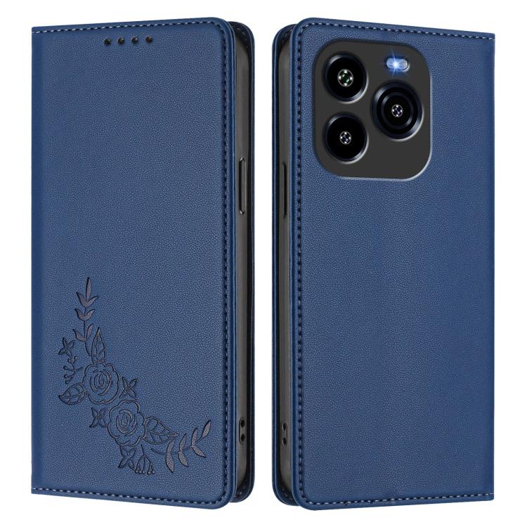 For Oukitel C65 / C65 Pro Peony Embossed Magnetic RFID Vegan Leather Phone Case