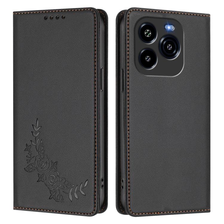 For Oukitel C65 / C65 Pro Peony Embossed Magnetic RFID Vegan Leather Phone Case