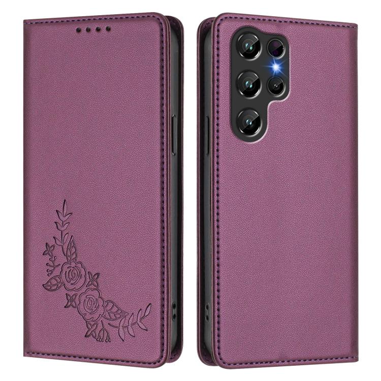 For Oukitel C61 /  C61 PRO Peony Embossed Magnetic RFID Vegan Leather Phone Case