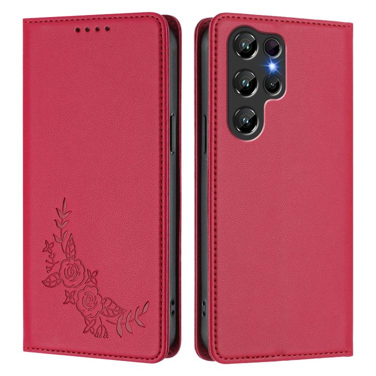 For Oukitel C61 /  C61 PRO Peony Embossed Magnetic RFID Vegan Leather Phone Case