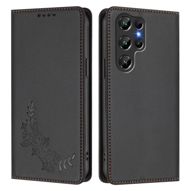 For Oukitel C61 /  C61 PRO Peony Embossed Magnetic RFID Vegan Leather Phone Case
