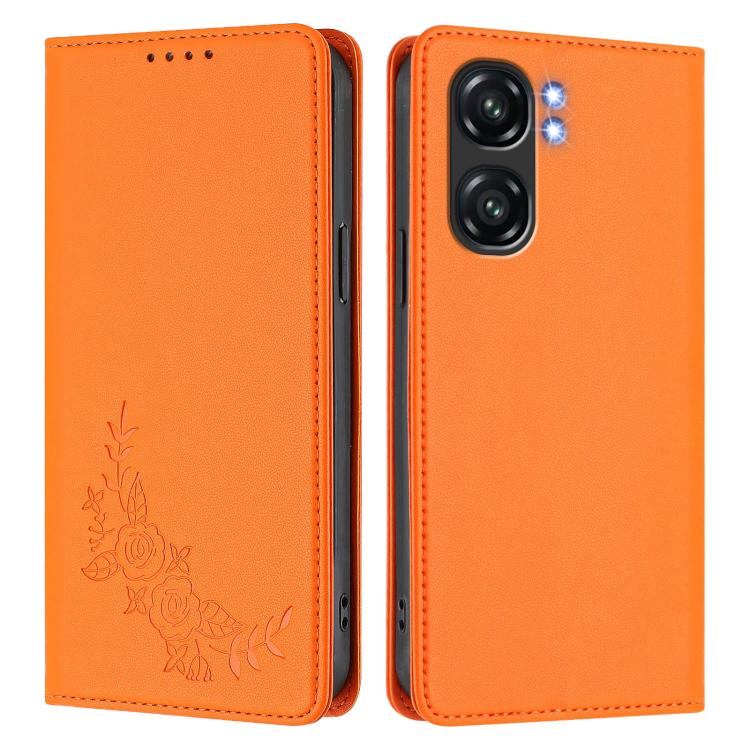 For Oukitel C58 / C58 Pro Peony Embossed Magnetic RFID Vegan Leather Phone Case