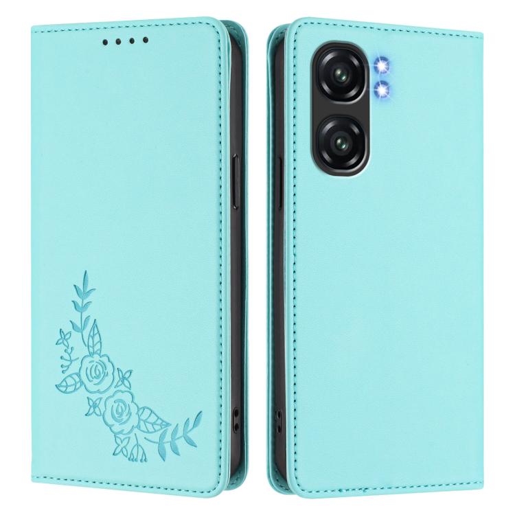 For Oukitel C58 / C58 Pro Peony Embossed Magnetic RFID Vegan Leather Phone Case
