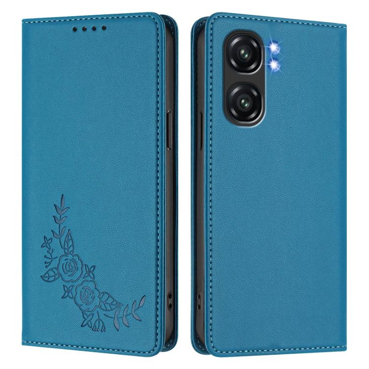 For Oukitel C58 / C58 Pro Peony Embossed Magnetic RFID Vegan Leather Phone Case