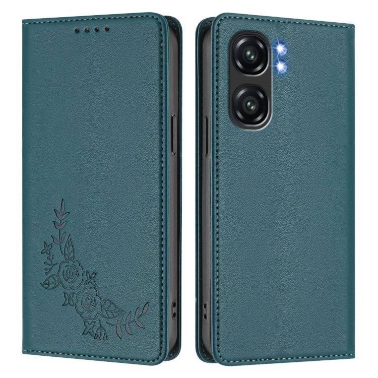 For Oukitel C58 / C58 Pro Peony Embossed Magnetic RFID Vegan Leather Phone Case