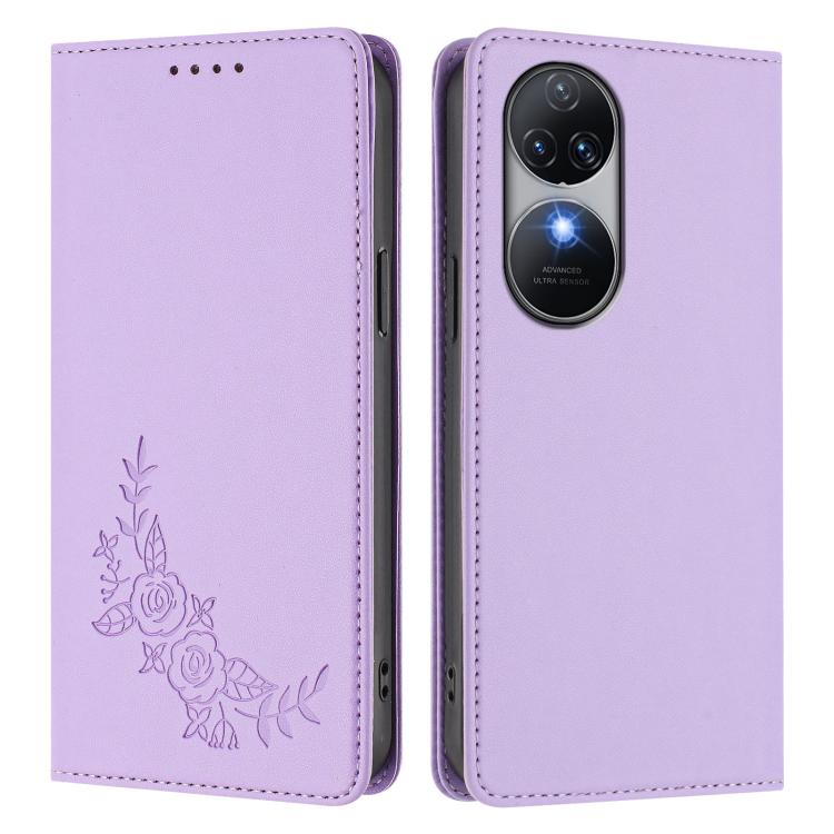 For Oukitel C38 Peony Embossed Magnetic RFID Vegan Leather Phone Case